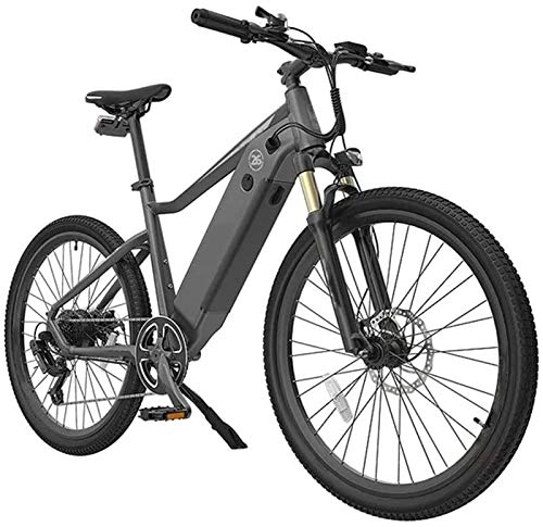 Electric Bike : Ebikes, Adults Mountain Electric Bike, 250W Motor 26 Inch Outdoor Riding E Bike 7 Speed Transmission with Waterproof Meter Dual Disc Brakes with Rear Seat (Color : Grey, Size : C)