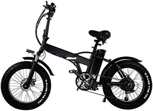 Electric Bike : Ebikes, Electric Bicycle Compact Folding Lithium Battery Bicycle Riding Fitness Commuting Transportation Dual Disc Brake (Color : Black)