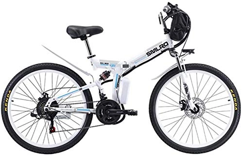 Electric Bike : Ebikes Electric Mountain Bike 26" Wheel Folding Ebike LED Display 21 Speed Electric Bicycle Commute Ebike 500W Motor, Three Modes Riding Assist, Portable Easy To Store for Adult ZDWN ( Color : White )