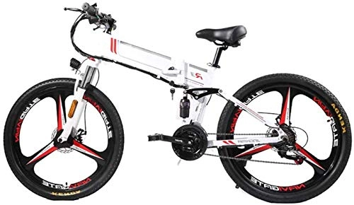 Electric Bike : Ebikes, Electric Mountain Bike Folding Ebike 350W 21 Speed Magnesium Alloy Rim Folding Bicycle Ultra-Light Hidden Battery-Powered Bicycle Adult Mobility Electric Car for Adult ZDWN ( Color : White )