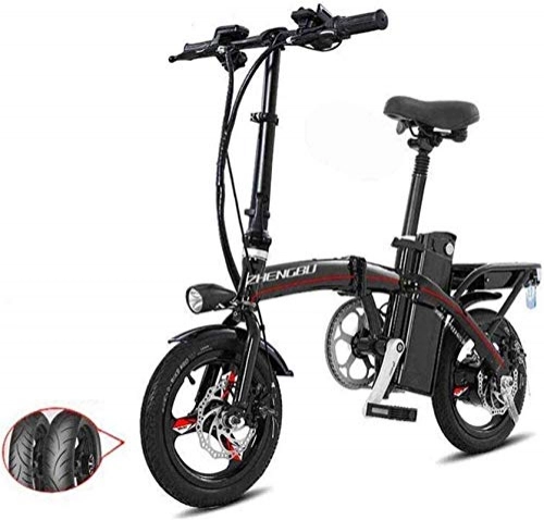 Electric Bike : Ebikes, Fast Electric Bikes for Adults Lightweight and Aluminum Folding E-Bike with Pedals Power Assist and 48V Lithium Ion Battery Electric Bike with 14 inch Wheels and 400W Hub Motor ZDWN