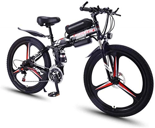 Electric Bike : Ebikes, Steel Frame Folding Electric Bicycle Adult Mountain Bike 36v 13a 22mph 350w Automatic Headlight Professional 21 Speed Gears Foldable Bicycle Suitable for Travel and Leisure Activities, Black