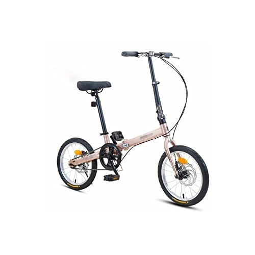 Electric Bike : Electric Bicycle 16 Inch Folding Bicycle Ultra-Light Portable Bike Female Daily Work Commute Mini Disc Brake High Carbon Steel Frame Foldable (Pink)