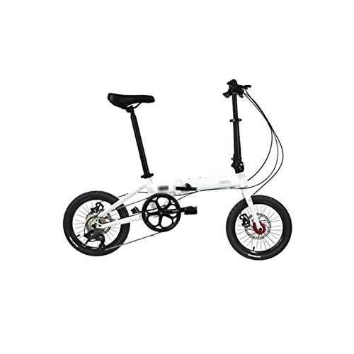 Electric Bike : Electric Bicycle 16 Inch Folding Bike Foldable Bicycle Aluminum Alloy 8 Variable Speed Portable Disc Brake Free Installation (White)