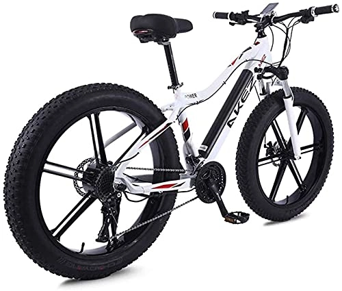 Electric Bike : Electric Bicycle 26'' Bike Mountain for Adult with Large Capacity Lithium-Ion Battery 36V 350W 10Ah Battery Capacity And Three Working Modes (Color : White)