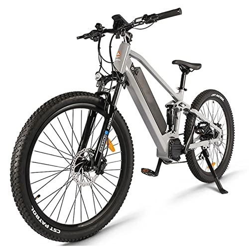 Electric Bike : Electric Bicycle for Adults 750W Ebike 27.5" E-bike 34 MPH Adult Electric Mountain Bike, 48V 17.5 Ah Removable Lithium Battery, 8 Speed Gears (Color : Gray)