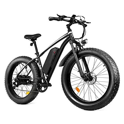 Electric Bike : Electric Bicycles Mountain Bike, 26 Inch Fat Tire 25 MPH Electric Bike for Adults 48V 15 Ah Removable Lithium Battery, 7 Speed Gears, Lockable Suspension Fork (Color : Black)