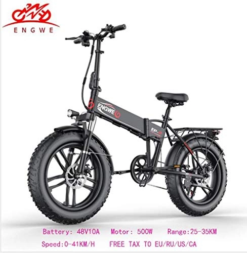 Electric Bike : Electric bike 20 * 4 0inch Aluminum Foldable electric Bicycle 48V10A 500W 40KM / H 6Speed Powerful Fat Tire bike Mountain snow ebike@BLACK-500W-10A