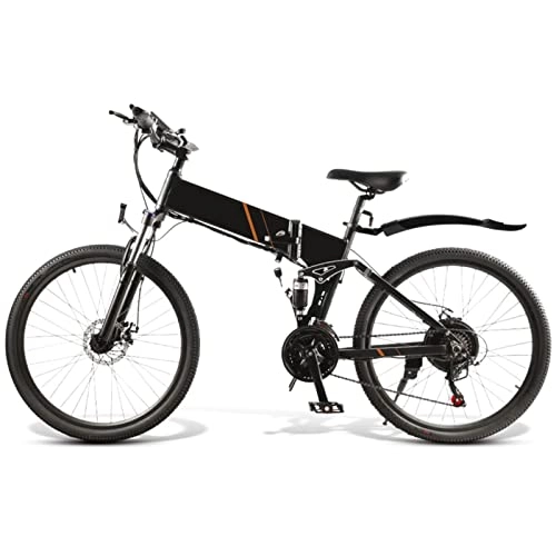 Electric Bike : Electric Bike, 26 Inch Tire Foldable E-Bike 500W Off-Road Electric Commuting Bicycles 48V 10.4Ah Adult Electric Bike Snow Bicycle (Color : Black)