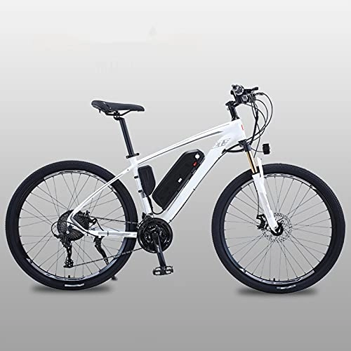Electric Bike : Electric Bike, 27.5 Inch Electric Bikes for Adults Mountain Bike with 500W Motor, 48V / 13Ah Removable Battery, 27 Speed Gears, Double Disc Brakes, White, 27.5 inch