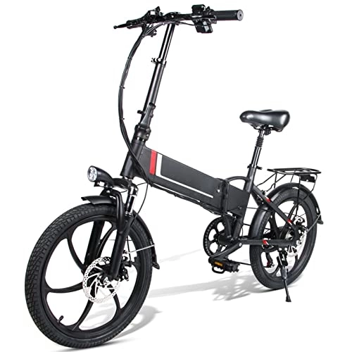 Electric Bike : Electric Bike 350W Foldaway Ebike 20" Folding Electric Bicycle 10Ah / 48V Lithium Battery 21.7 MPH Beach Snow City E-Bike Commute Ebike for Adults Female Male (Color : Black)