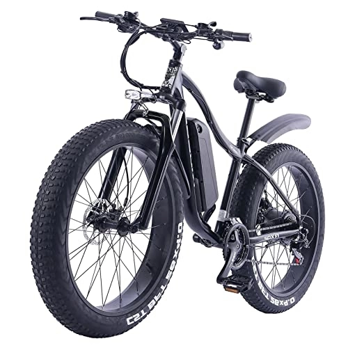 Electric Bike : Electric bike Adult Electric Bicycles 1000W Electric Bike 28 MPH 21 Speed Gears E-Bike with Removable 48V 16AH Lithium Battery Commute Ebike for Male Adult (Color : Black)