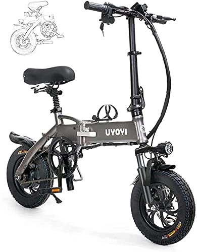 Electric Bike : Electric Bike Bikes, Adult Folding Electric Bikes Folding Bicycle Portable Aluminum Alloy Frame, with LED Front Light, Three Riding Mode, Disc Brake for Adult Comfort Bicycles Hybrid Recumbent / Road Bi