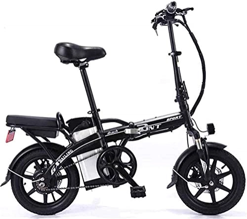 Electric Bike : Electric Bike Electric Bicycle Carbon Steel Folding Lithium Battery Car Adult Double Electric Bicycle SelfDriving Takeaway, Black, 20A