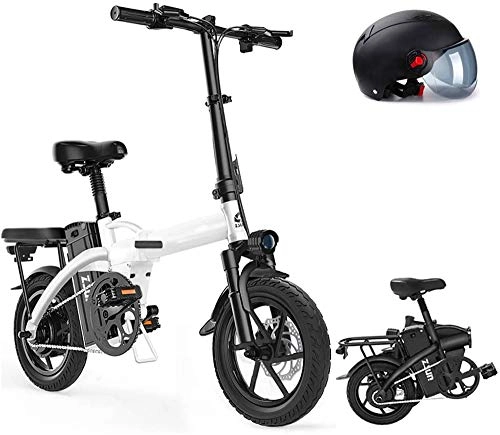 Electric Bike : Electric Bike Electric Mountain Bike 14" Foldaway / Carbon Steel Material City Electric Bike Assisted Electric Bicycle Sport Mountain Bicycle with Removable Lithium Battery 400W / 48V, Black, 35KM for the j