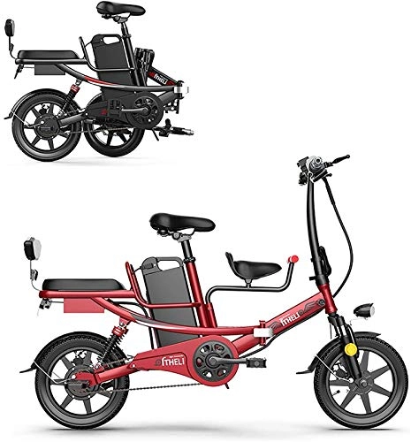 Electric Bike : Electric Bike Electric Mountain Bike 14" Folding Electric Bike for Adults, 400W Electric Bicycle, Commute Ebike, Removable Lithium Battery 48V, Red, 11AH for the jungle trails, the snow, the beach, the