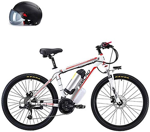 Electric Bike : Electric Bike Electric Mountain Bike 26'' Folding Electric Mountain Bike, Electric Bike with 48V Lithium-Ion Battery, Premium Full Suspension And 27 Speed Gears, 500W Motor, White, 10AH for the jungle t