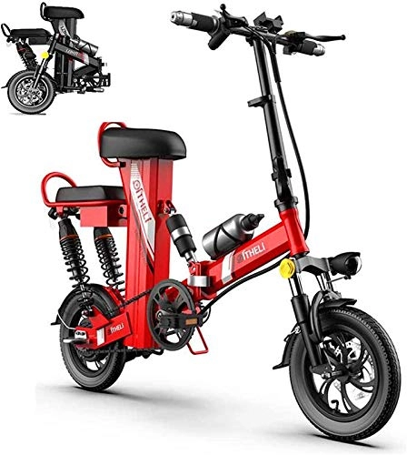 Electric Bike : Electric Bike Electric Mountain Bike Adult Electric Bicycle, Portable Folding Electric Bicycle, 48V350W Motor, 12-Inch Tires, LEC Display And Removable Battery Lithium Battery Beach Cruiser for Adults