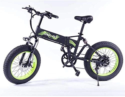 Electric Bike : Electric Bike Electric Mountain Bike Electric Bicycle Folding Snow Lithium Battery Wide Tire Electric Bicycle Adult Commuter Fitness Aluminum Alloy 350W, Green, 48V for the jungle trails, the snow, the