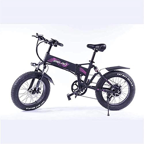 Electric Bike : Electric Bike Electric Mountain Bike Electric Bicycle Folding Snow Lithium Battery Wide Tire Electric Bicycle Adult Commuter Fitness Aluminum Alloy 350W, Purple, 48V for the jungle trails, the snow, the