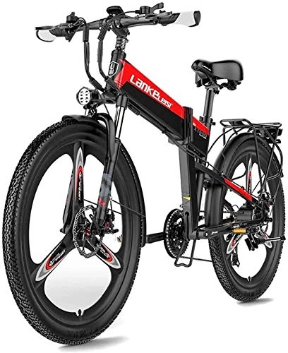 Electric Bike : Electric Bike Electric Mountain Bike Electric Snow Bike, 26 Inch Folding Electric Bike 400W 48V 10.4Ah / 12.8Ah Li-ion Battery Pedal Assist Front With Rear Suspension Adult Electric Bicycles Snow E-Bike