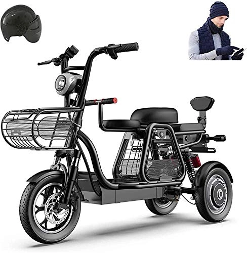 Electric Bike : Electric Bike Electric Mountain Bike Electric Snow Bike, 3 Wheel Electric Bike for Adult 500W 48V Mountain Electric Scooter 12 In Electric Bicycle Multiple Shock Absorption with Storage Basket and Kid