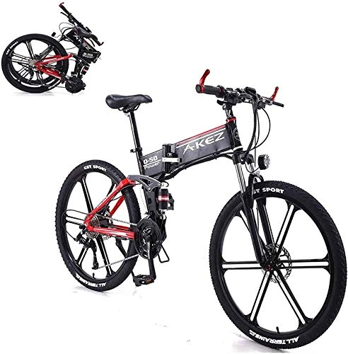 Electric Bike : Electric Bike Electric Mountain Bike Electric Snow Bike, Electric Mountain Bike, 26 Inch Electric Bike, Equipped with A Removable 350W 36V 8A Adult Lithium-ion Battery, 27 Gear Levers (Color : Red) Li