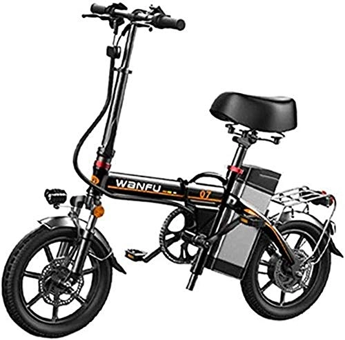 Electric Bike : Electric Bike Electric Mountain Bike Electric Snow Bike, Fast Electric Bikes for Adults 14 inch Aluminum Alloy Frame Portable Folding Electric Bicycle Safety for Adult with Removable 48V Lithium-Ion B