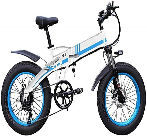 Electric Bike : Electric Bike Electric Mountain Bike Electric Snow Bike, Folding Electric Bicycle Moped 20 4.0 Inch Beach Snow Fat Tire Mountain Bike Fat Tire Ebike 1000w Wide Rim Electric Mountain Bike 48v 10ah Batt