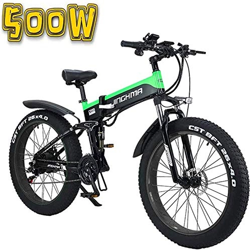 Electric Bike : Electric Bike Electric Mountain Bike Folding Electric Bicycle, 26-Inch 4.0 Fat Tire Snowmobile, 48V500W Soft Tail Bicycle, 13AH Lithium Battery for Long Life of 100Km, LCD Display / LED Headlights Lithi