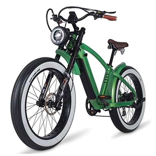 Electric Bike : Electric bike Electric Road Bike for Adults 26" Ebike 1000W Adult Cruiser Electric Bicycles 7 Speed Gears EBike with Removable 48V17.5Ah Lithium Battery Commute Ebike for Female Male ( Color : Green )