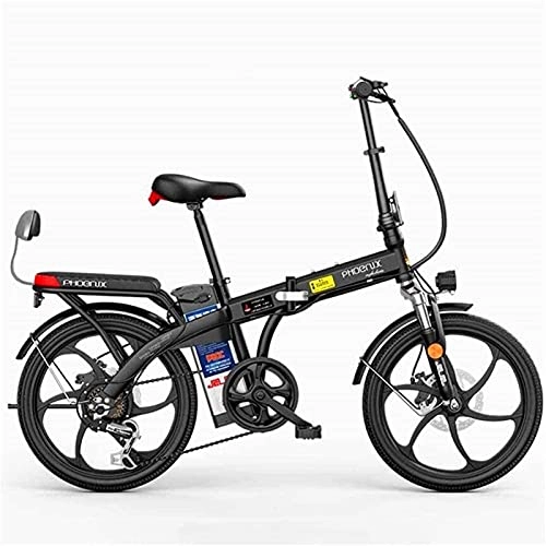 Electric Bike : Electric Bike Fast Electric Bikes for Adults 20 Inches Folding Electric Mountain Bike for Adult with Removable 48V LithiumIon Battery EBike 250W Powerful Motor 7 Speed Shifter (Color : Black)