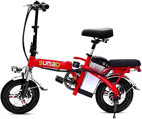 Electric Bike : Electric Bike Fast Electric Bikes for Adults Lightweight Portable Aluminum Alloy bike with Pedals Power Assist Detachable 48V Lithium Ion Battery Electric Bike with 14 inch Wheels Dual Disk Brakes