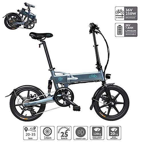 Electric Bike : Electric Bike, Foldable Electric Bicycle with LEDDisplay Lithium-Ion Battery (36V 250W 7.8AH) Brushless Toothed Motor, 6-Speed Mechanical Shift, Electric Assist Mode 40-50Km, Gray