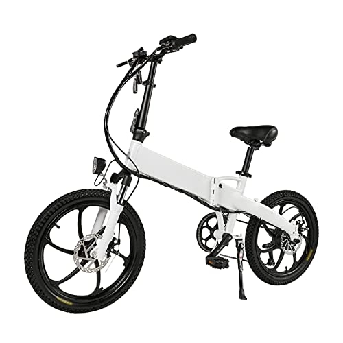 Electric Bike : Electric Bike Foldable for Adults Aluminum Alloy 20 Inch 48V 10Ah Folding Electric Bicycle With Lithium Hidden Battery for Travel E Bike (Color : White)