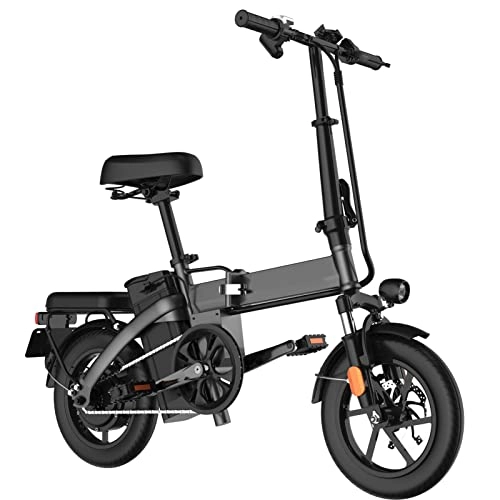 Electric Bike : Electric Bike Foldable for Adults Electric Bicycle 350W Motor 48V Lithium Battery Brushless Ultra Long Endurance Electric Bicycle (Color : Black)