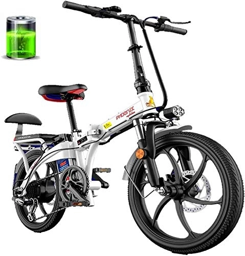 Electric Bike : Electric Bike, Folding Electric Bike For Adults Seat Handlebar Height Can Be Adjusted Ebike 20-inch 250W Three Riding Modes Electric Bikes City Outdoor Travel Bicycle (Color : White, Size : 8Ah)