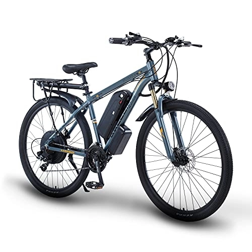 Electric Bike : Electric Bike for Adult, Mountain Bike, 29" Magnesium Alloy Ebikes Bicycles All Terrain, 48V Removable Lithium-Ion Battery Bicycle Ebike for Outdoor Cycling Travel Work Out (Gray)