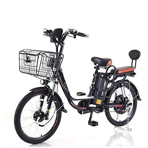 Electric Bike : Electric Bike For Adults 21 Mph With Basket 22 Inch Adult Electric Bicycle 48V Lithium Battery Front Drum Rear Expansion Brake 400W E Bike (Color : 22inch48v10ah)
