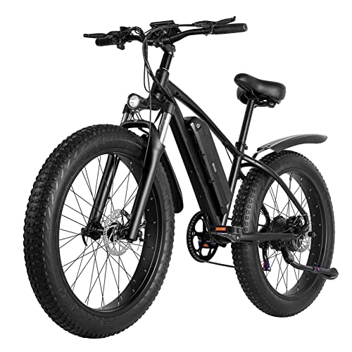 Electric Bike : Electric Bike for Adults, 24.8MPH Mountain Bike 26" Fat Tire Electric Mountain Bike 1000W Ebike 48V 12.8AH Removable Lithium Battery with Shock Absorption (Color : 48V 12.8Ah)