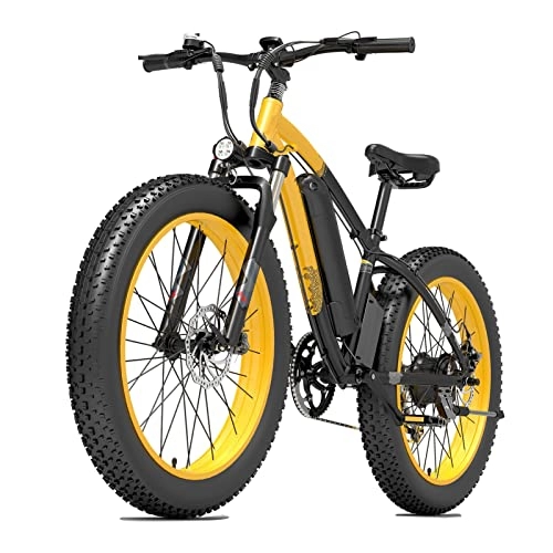 Electric Bike : Electric Bike for Adults 25 Mph 1000W 48V Power Assist Electric Bicycle 26 X 4 Inch Fat Tire E-Bike 13ah Battery Electric Bike (Color : Yellow)