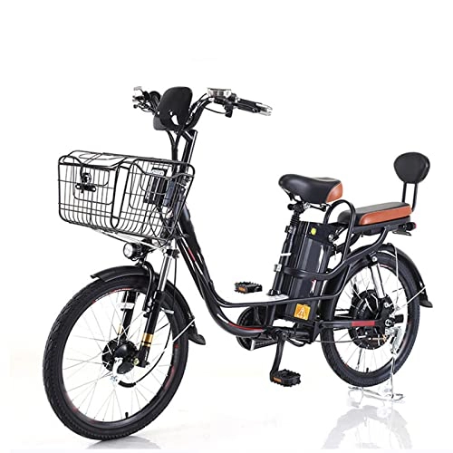 Electric Bike : Electric Bike21 Mph with Basket 22 Inch Adult Electric Bicycle 48V Lithium Battery Front Drum Rear Expansion Brake 400W E Bike (Color : 22inch48v10ah) (22 Inches 20ah)