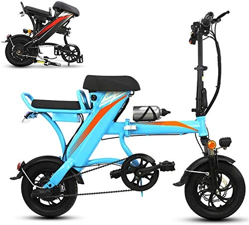 Electric Bike : Electric Bikes, 12 Inch Folding Electric Bike for Unisex with Removable 350W 48V Lithium-Ion Battery City Commuter E-bike with Anti-theft Alarm System and Adjustable Handlebar Mountain Bicycle , E-Bike