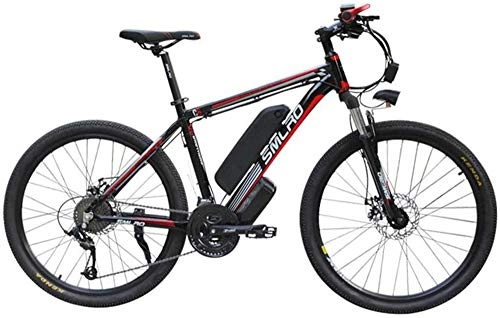Electric Bike : Electric Bikes, 26'' Electric Mountain Bike Brushless Gear Motor Large Capacity (48V 350W 10Ah) 35 Miles Range and Dual Disc Brakes Alloy Electric Bicycle, E-Bike (Color : Black Red)