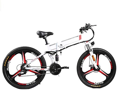 Electric Bike : Electric Bikes, 26-Inch Upgrade The Frame Fat Tire Electric Bicycle 48V 10 / 12.8AH Battery Adult Auxiliary Bike 350W Motor Mountain Snow E-Bike, Black, 12.8AH , E-Bike ( Color : White , Size : 12.8AH )