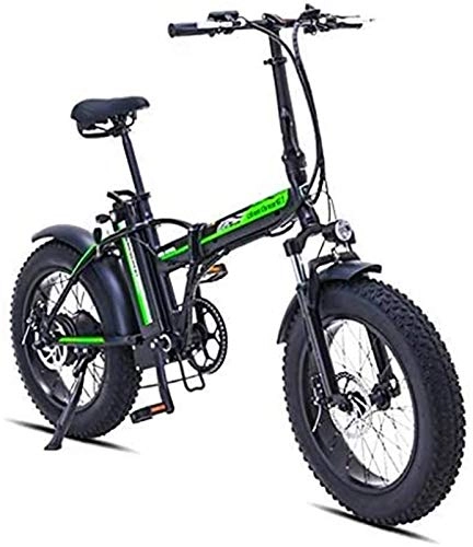 Electric Bike : Electric Bikes, 500W 4.0 Fat Tires Tire Electric Bicycle Mountain Beach Snow Bike For Adults, Electric Scooter 7 Speed Gear EBike With Removable 48V15A Lithium Battery, E-Bike (Color : Green)