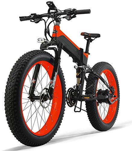 Electric Bike : Electric Bikes, Electric Bicycle Electric Mountain Bike with Suspension Fork Powerful Motor Long-lasting Lithium Battery and Wide Range Fat Bike 13ah Power Electric Bicycle Led Bike Light Gear, E-Bike