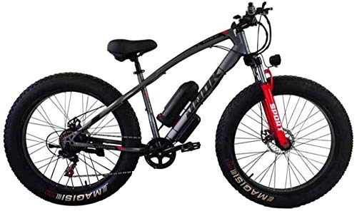 Electric Bike : Electric Bikes, Electric Bicycle Lithium Battery Fat Tires Instead of Mountain Bike Adult Wide Tires Boost Cross-Country Snow, Gray, E-Bike