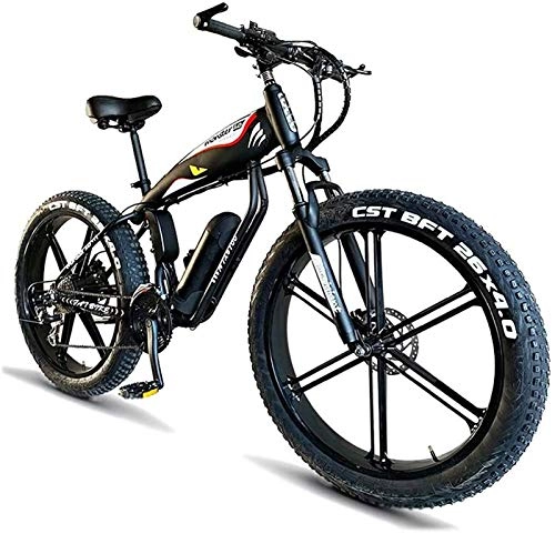 Electric Bike : Electric Bikes, Electric Mountain Bike 400W Upto 25km / h 26inch Fat Tire E-Bike 30 Speeds Beach Cruiser Sports Electric Bikes Lithium Battery Hydraulic Disc Brakes , E-Bike ( Color : 48v , Size : 18Ah )