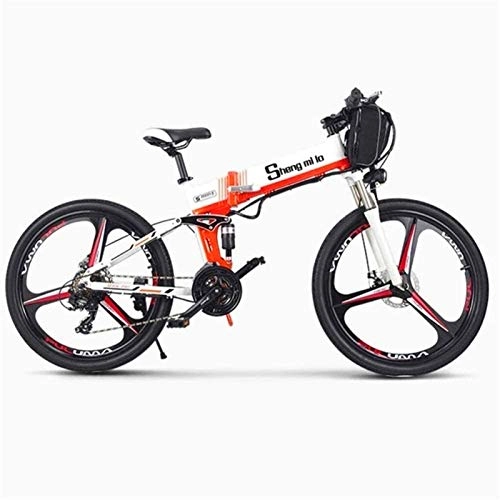 Electric Bike : Electric Bikes, Fast Electric Bikes for Adults 26 inch 350W Folding Mountain Snow E-Bike with Super Lightweight Aluminum Alloy 6 Spokes Integrated Wheel Premium Full Suspension 21 Speed Gear , E-Bike